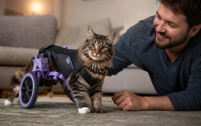 Cadeira de rodas para gatos: benefícios e quando usar